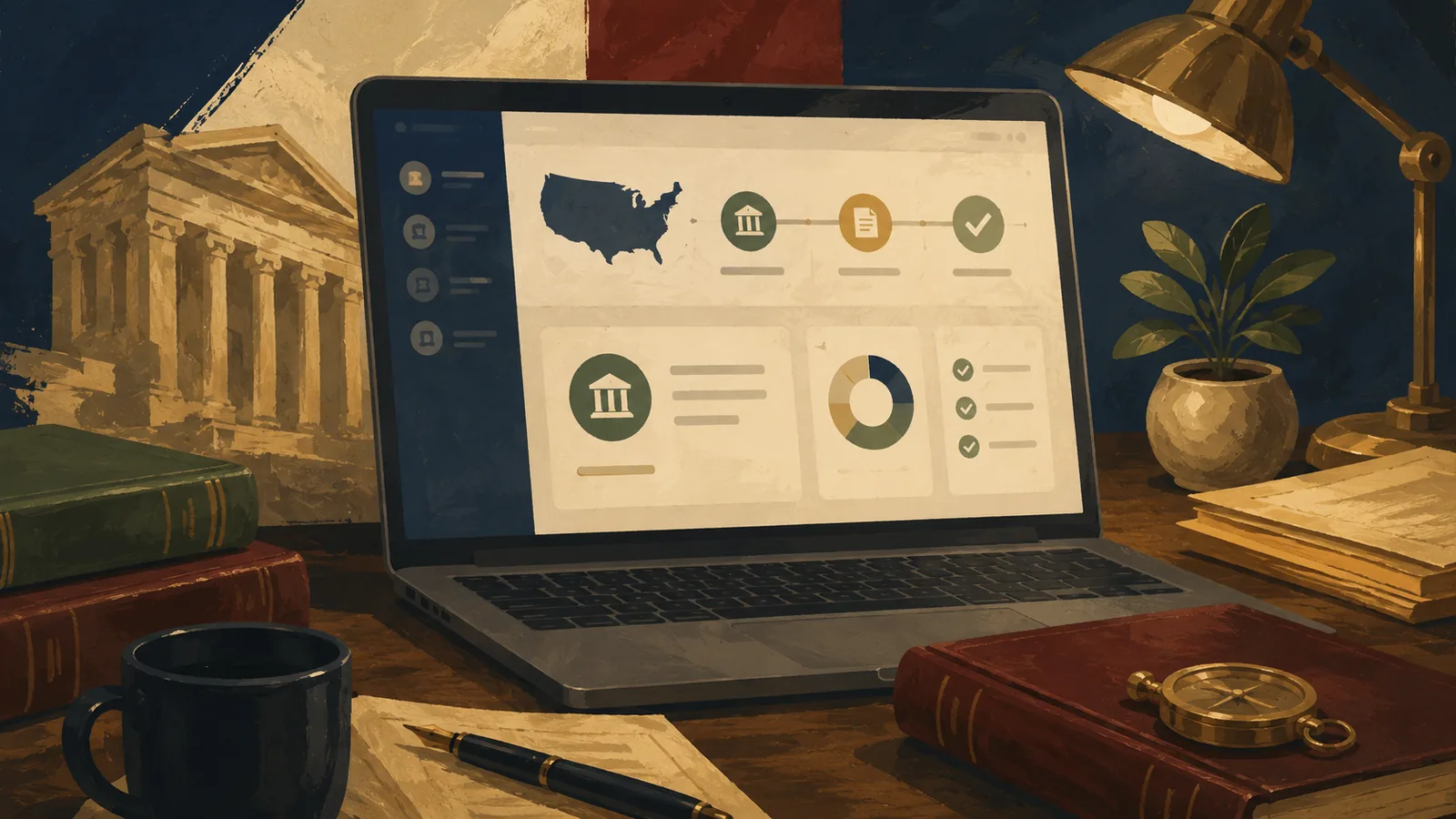 A laptop showing a US LLC formation dashboard, illustrating a Doola review