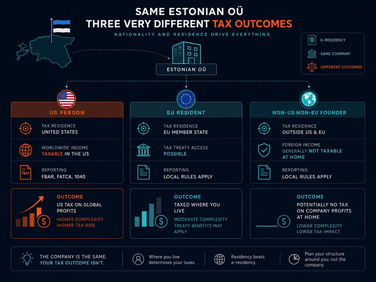 How e-Residency outcomes differ for US persons, EU residents, and non-US non-EU founders