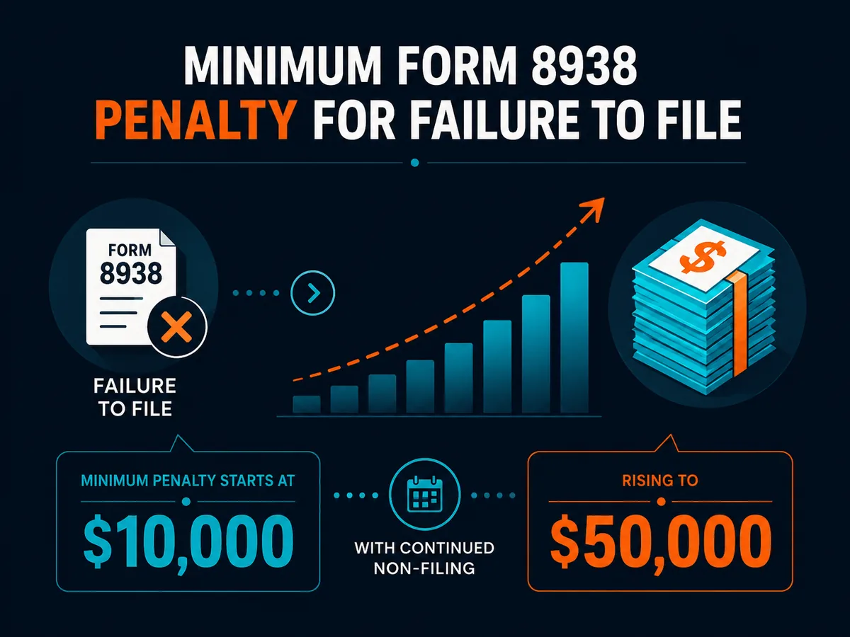 Minimum Form 8938 penalty for failure to file