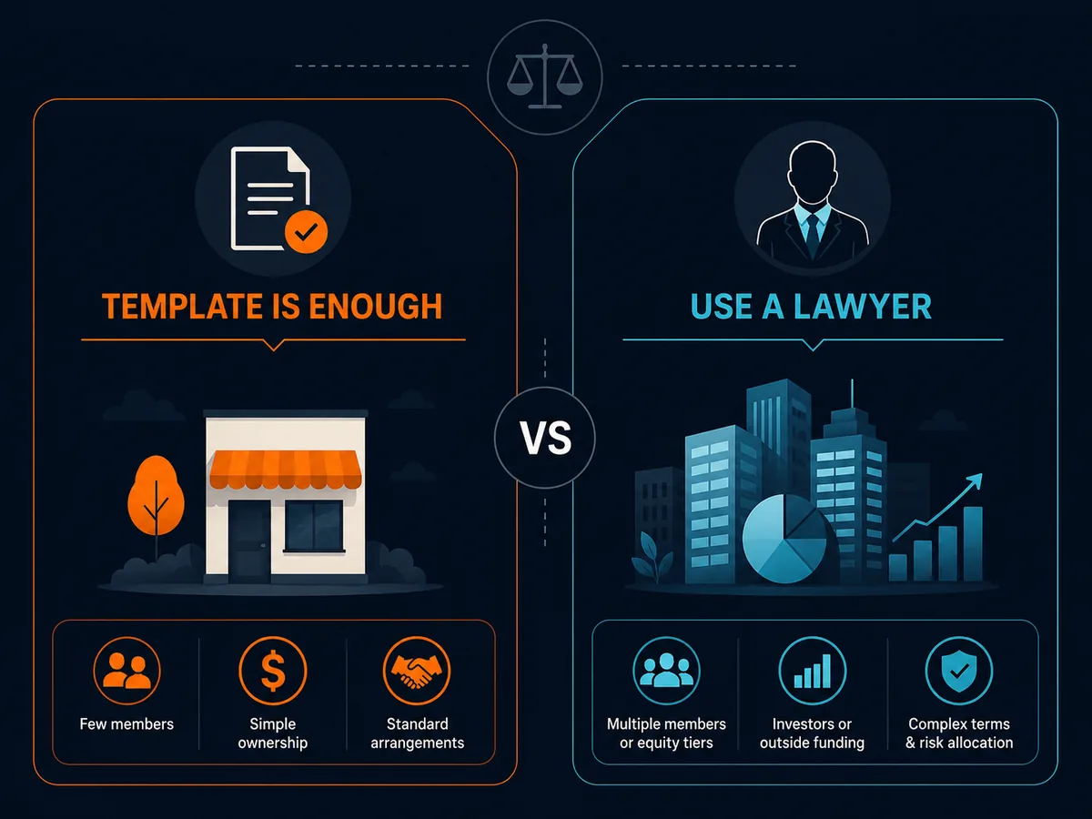 When a template is enough versus when to use a lawyer for an operating agreement