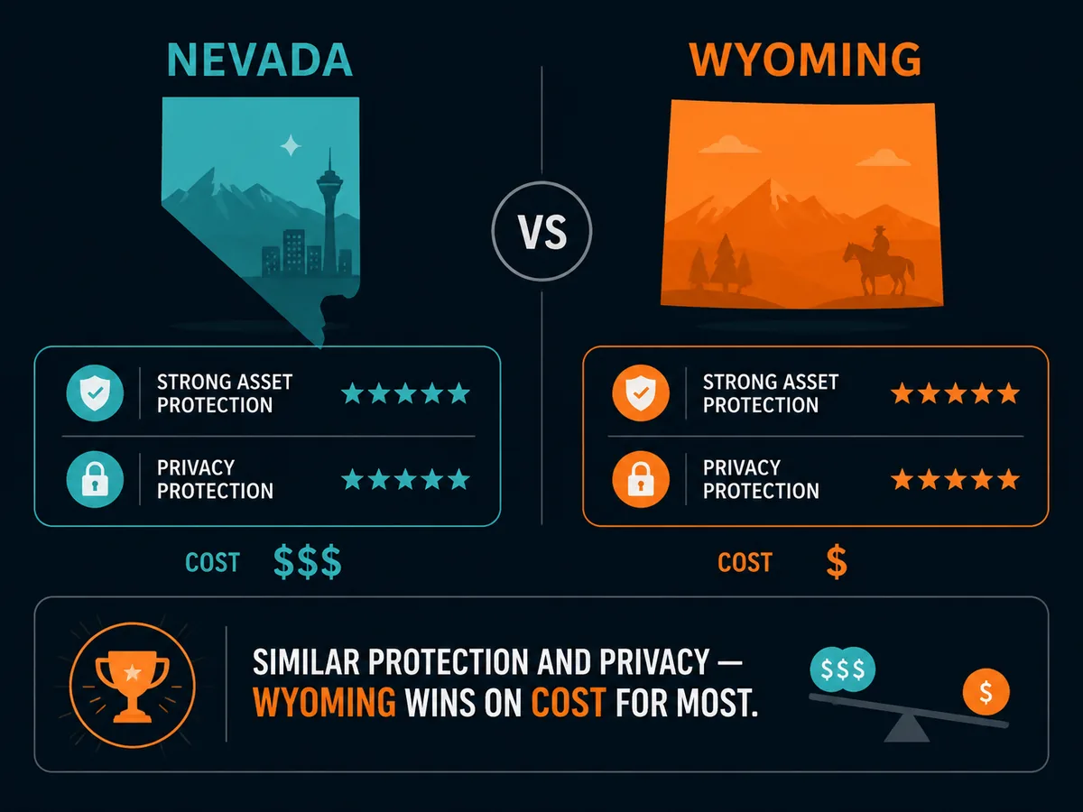 Nevada versus Wyoming: similar protection and privacy, Wyoming much cheaper