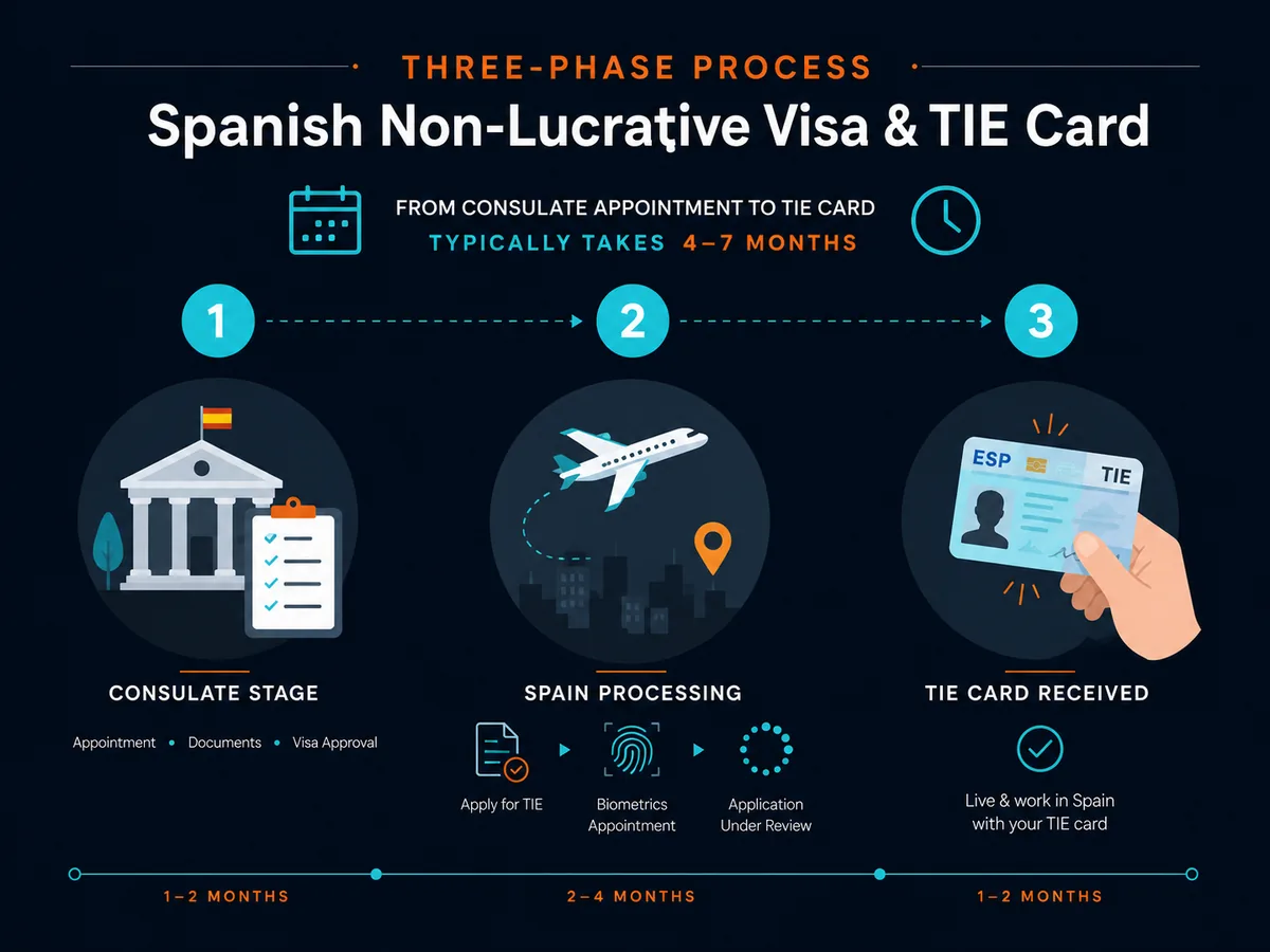 Three-phase process for obtaining a Spanish non-lucrative visa and TIE card