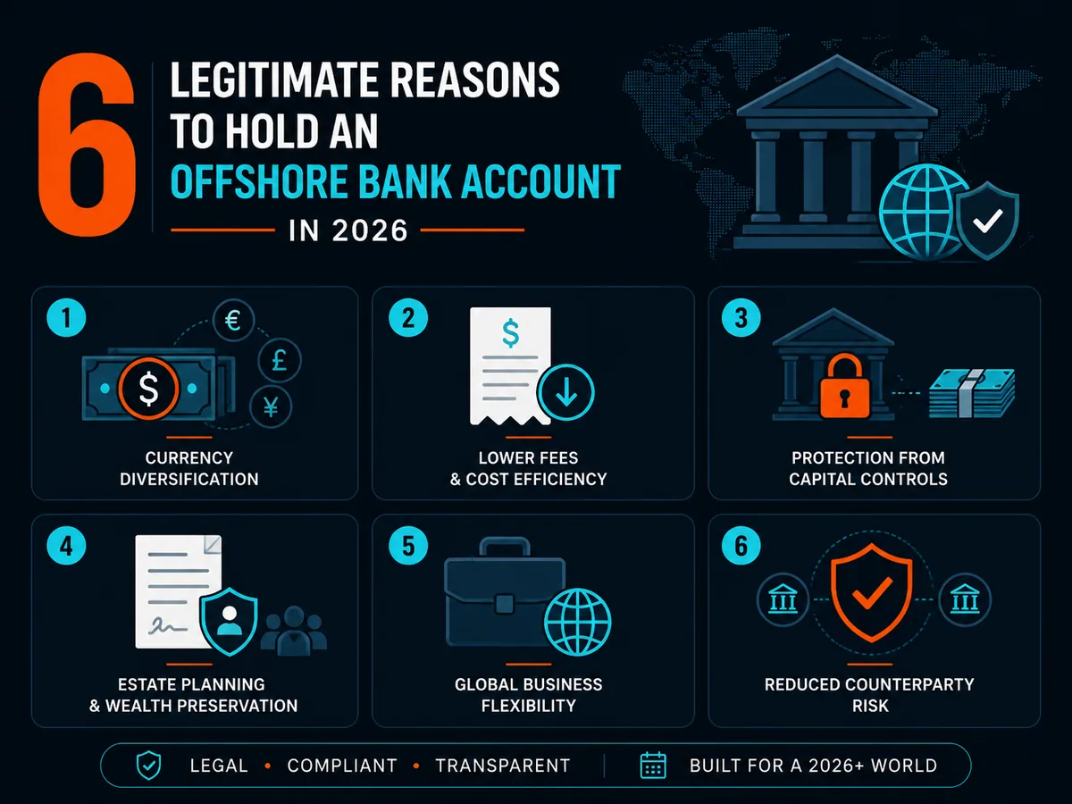Six legitimate reasons to hold an offshore bank account in 2026