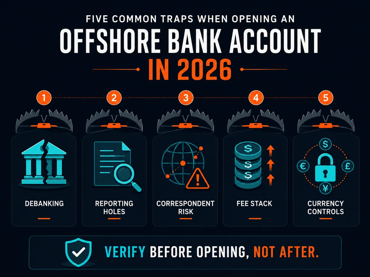 Five common traps when opening an offshore bank account in 2026