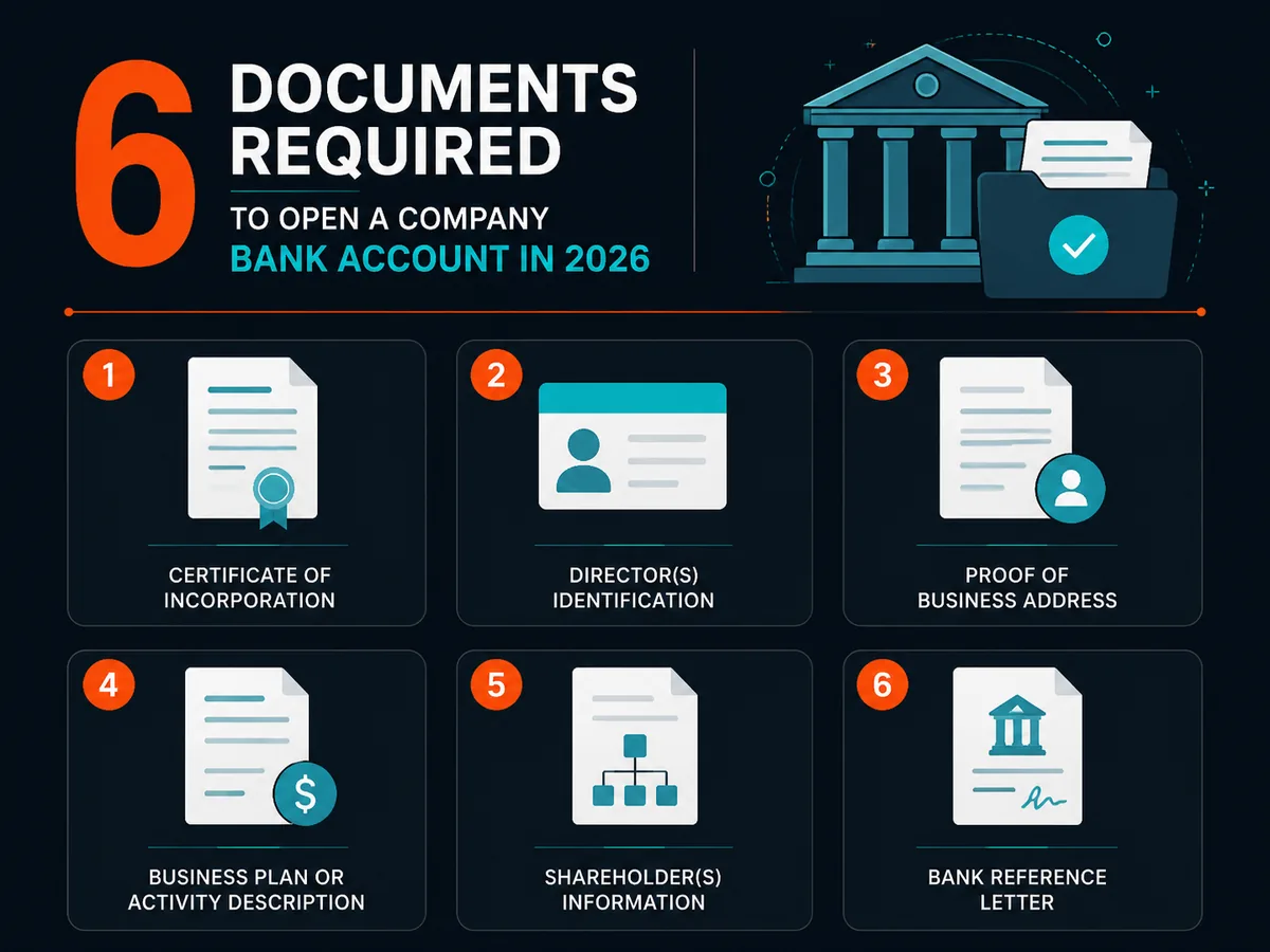 Six documents required to open a company bank account in 2026