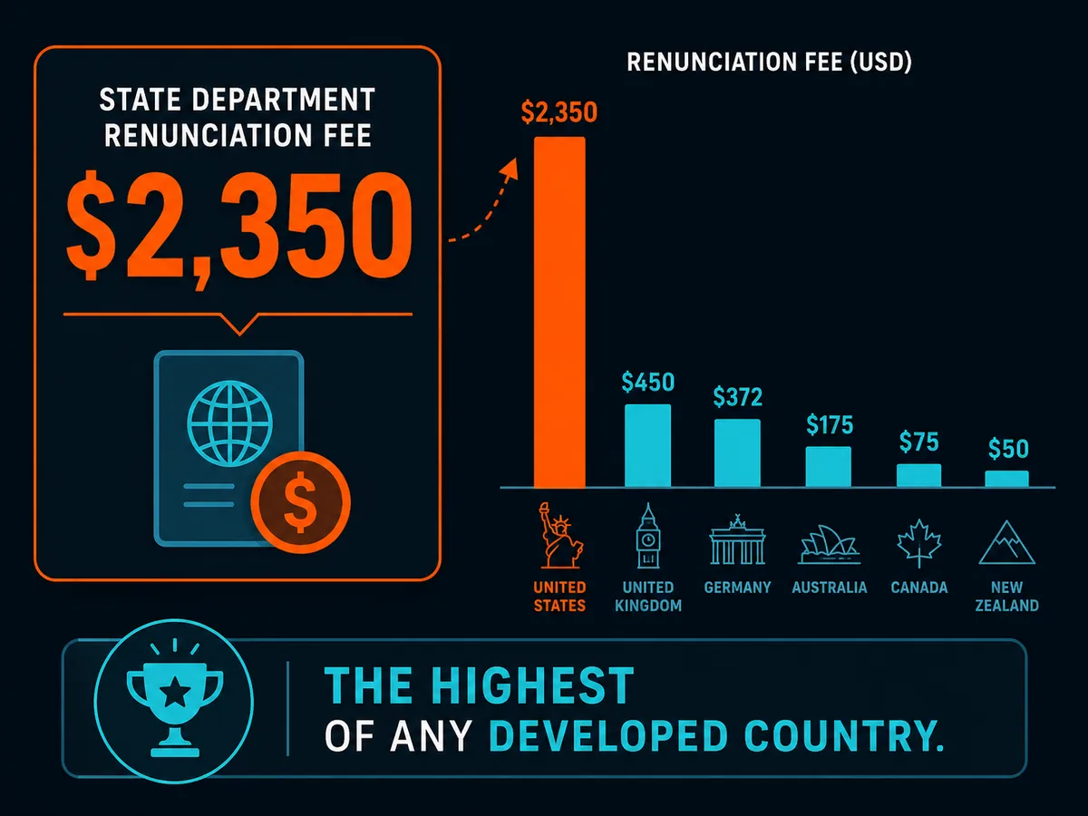 Callout showing the $2,350 State Department renunciation fee