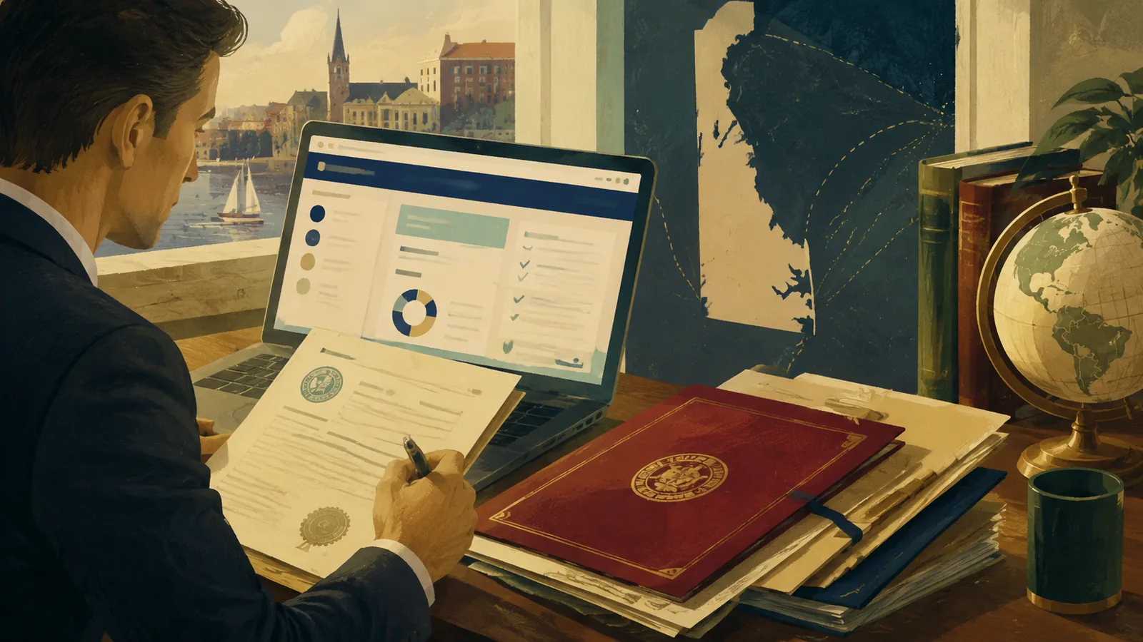 Delaware C-Corp formation paperwork for non-resident founder with Stripe Atlas dashboard in background