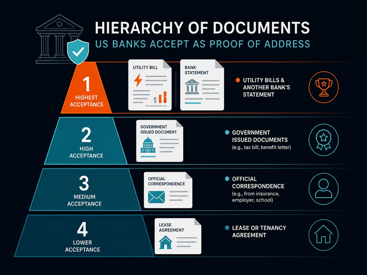 Hierarchy of documents US banks accept as proof of address