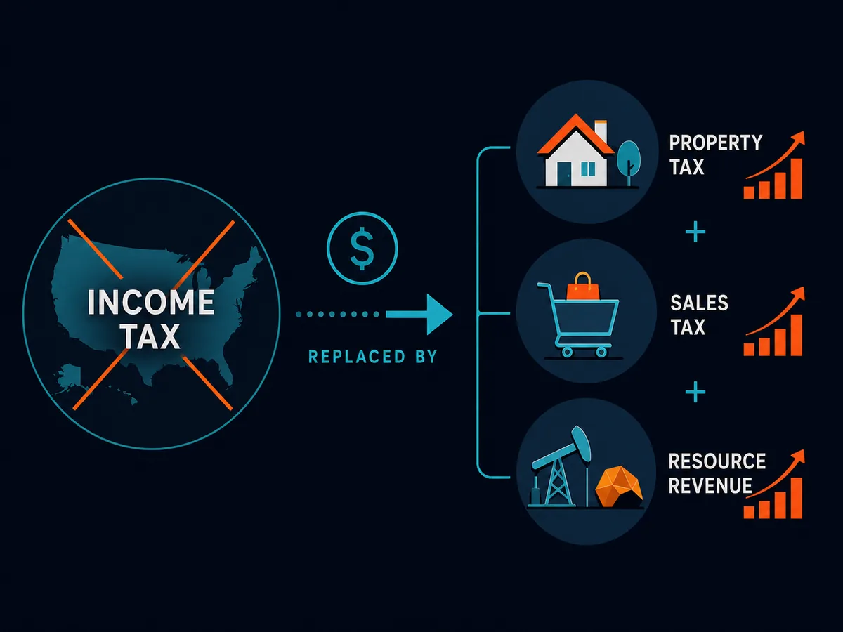 No income tax states rely on higher property tax, sales tax, or resource revenue
