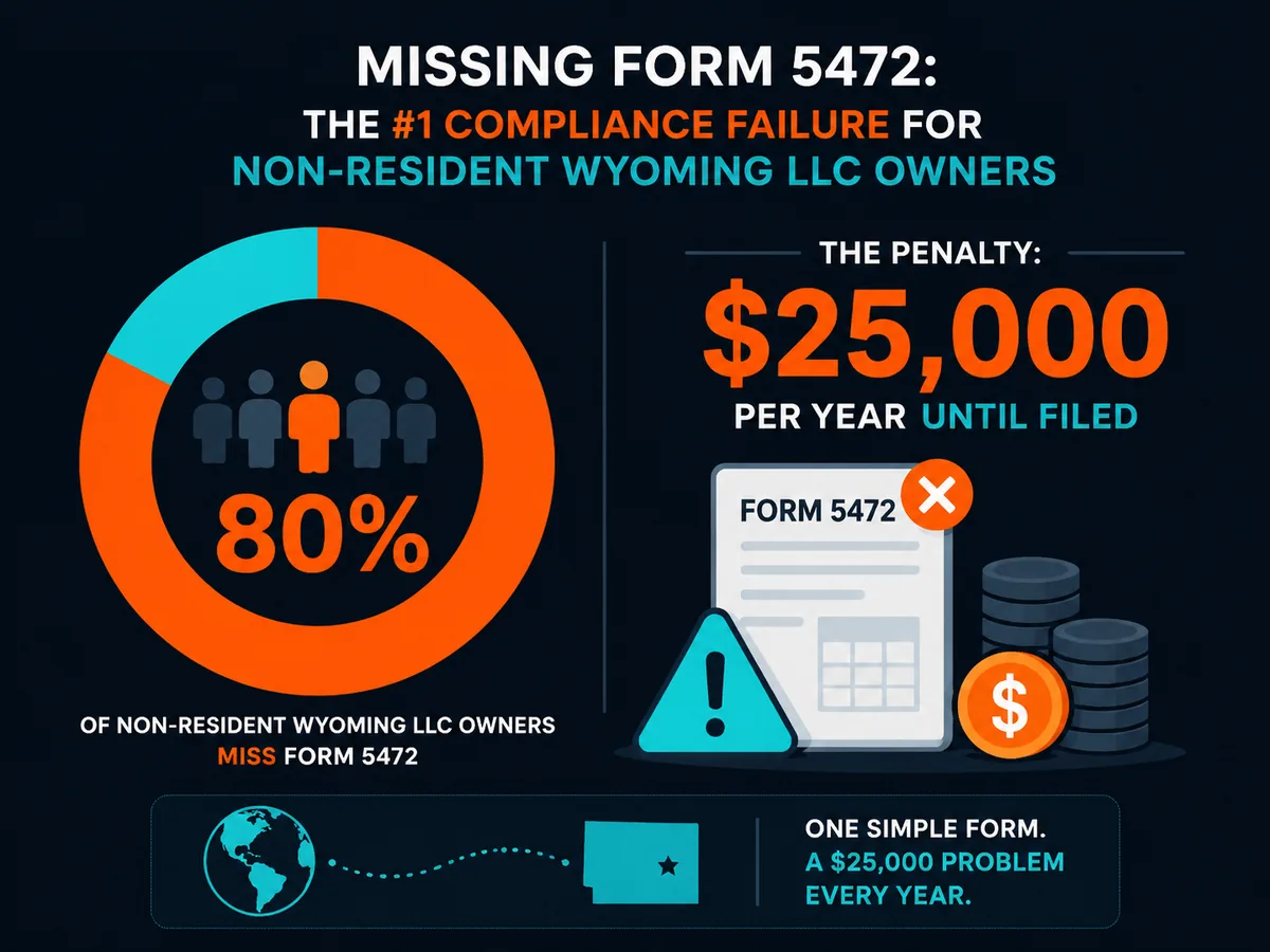 Statistic showing the $25,000 per year penalty for missing Form 5472