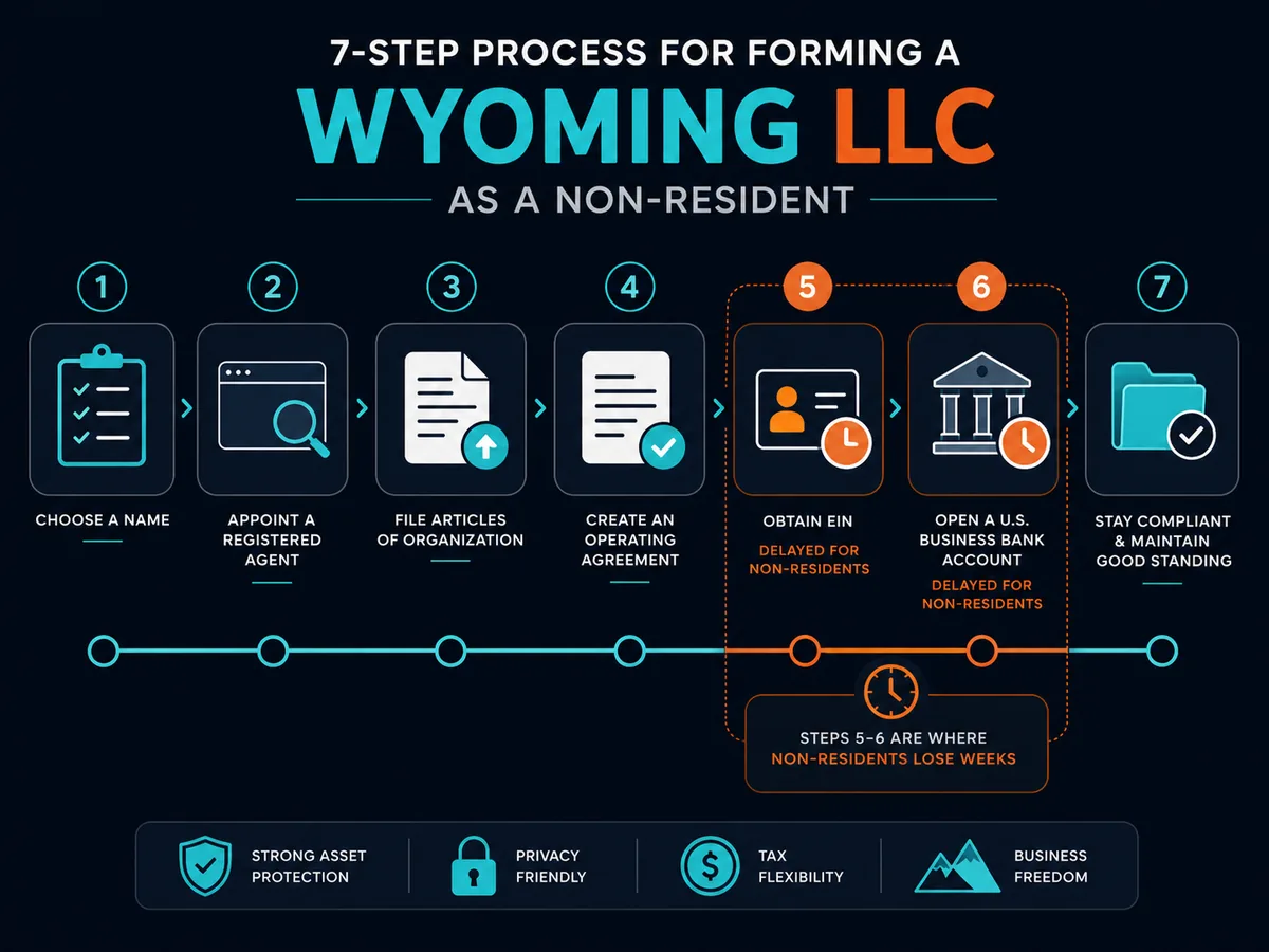 Seven-step process for forming a Wyoming LLC as a non-resident